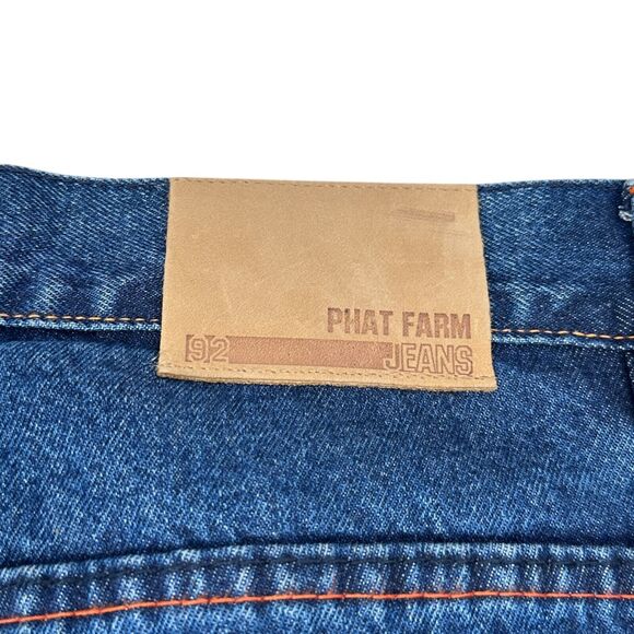 Vintage Phat Farm Baggy Jeans Mens 32 Blue Loose Skater Y2K Embroidered Wide Y2K - Picture 6 of 14